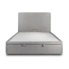Sommeil De Plomb Lit coffre 140x190cm avec tête de lit tapissier Bouclette Gris - Hauteur totale : 39cm