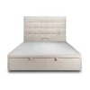 Sommeil De Plomb Lit coffre 140x200cm avec tête de lit capitonnée Bouclette Beige - Hauteur totale : 39cm