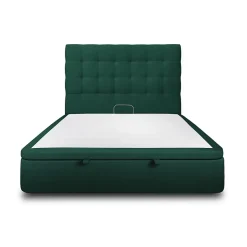 Sommeil De Plomb Lit coffre 160x200cm avec tête de lit capitonnée Velours Vert - Hauteur totale : 39cm Hot