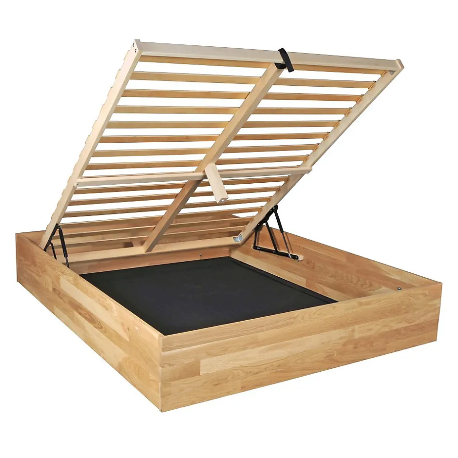 Weber Industries Lit coffre 140x200cm BEN + sommier/ Chêne massif huilé