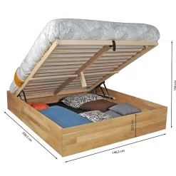 Weber Industries Lit coffre 140x200cm BEN + sommier/ Chêne massif huilé
