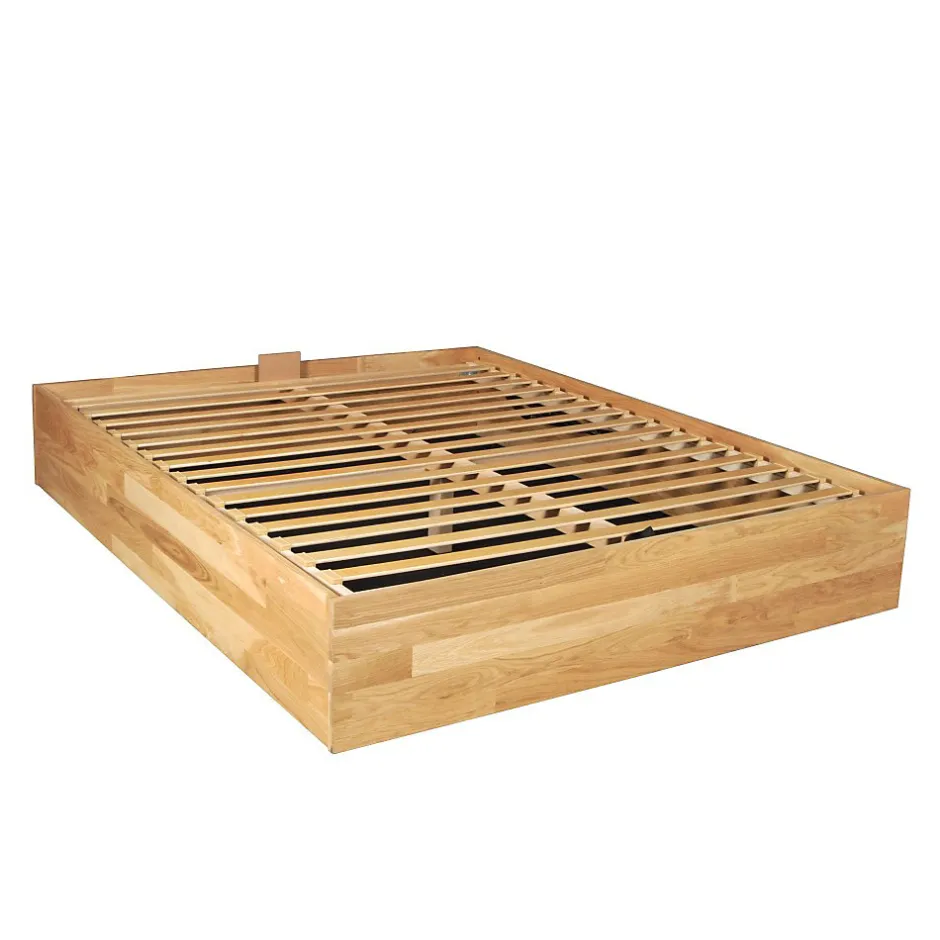 Weber Industries Lit coffre 140x200cm BEN + sommier/ Chêne massif huilé