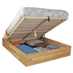 Weber Industries Lit coffre 160x200cm BEN + sommier/ Chêne massif huilé New