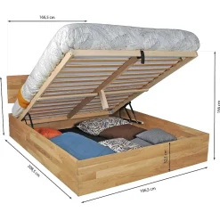 Weber Industries Lit coffre 160x200cm MILO avec tête de lit + sommier/ Chêne massif huilé Sale