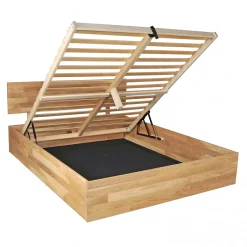 Weber Industries Lit coffre 160x200cm MILO avec tête de lit + sommier/ Chêne massif huilé Sale