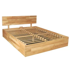 Weber Industries Lit coffre 140x200cm MILO avec tête de lit + sommier/ Chêne massif huilé