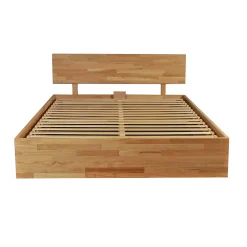 Weber Industries Lit coffre 140x200cm MILO avec tête de lit + sommier/ Chêne massif huilé