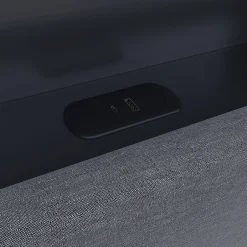 Generique Lit coffre 140x200cm rembourré en tissu lin - avec LED et Ports de charge - avec sommier à lattes - Gris New