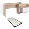 Enfant Vente-unique Lit combiné 90 x 190/200 cm - Coloris : Naturel et blanc + Sommier - MIVONA