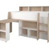 Vente-unique Lit combiné 90 x 200 cm avec bureau et rangements - Blanc et naturel - APOLINO Online