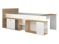 Enfant Vente-unique Lit combiné 90 x 200 cm avec bureau et rangements - Blanc et naturel - PALOMA