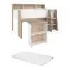 Enfant Vente-unique Lit combiné 90 x 200 cm avec bureau et rangements - Blanc et naturel + Matelas - APOLINO
