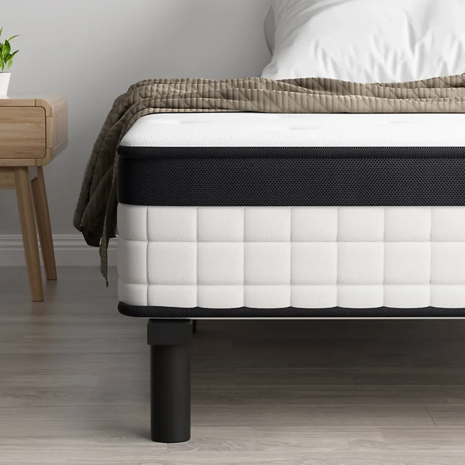 Teeno Lit combiné avec matelas à ressorts et cadre de lit en fer, 18 cm d'épaisseur, 90 x 190 cm, 6 pieds.