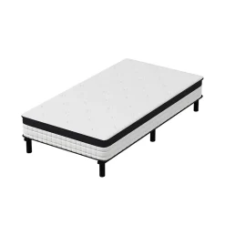Teeno Lit combiné avec matelas à ressorts et cadre de lit en fer, 18 cm d'épaisseur, 90 x 190 cm, 6 pieds.
