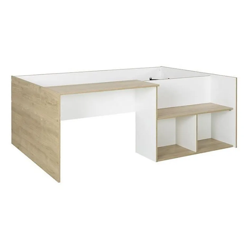 Diagone Lit combiné enfant OSCAR - 90 x 190 cm - Chene clair / Blanc - Sale