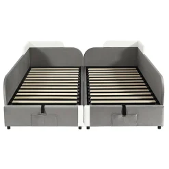 Enfant Blackcolors Lit combiné enfant 90x200 cm x2, hydraulique, sac rangement, contreplaqué - gris