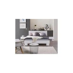 Meublorama Lit COMO 2 places 160x200 cm avec sommier Coloris blanc Sale
