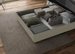 Ityhome Lit conteneur Sommier capitonné 200x200 simili cuir cappuccino Azelia Sale