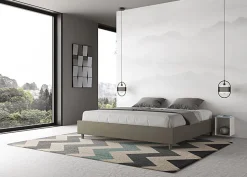 Ityhome Lit conteneur Sommier capitonné 200x200 simili cuir cappuccino Azelia Sale