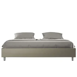 Ityhome Lit conteneur Sommier capitonné 200x200 simili cuir cappuccino Azelia Sale