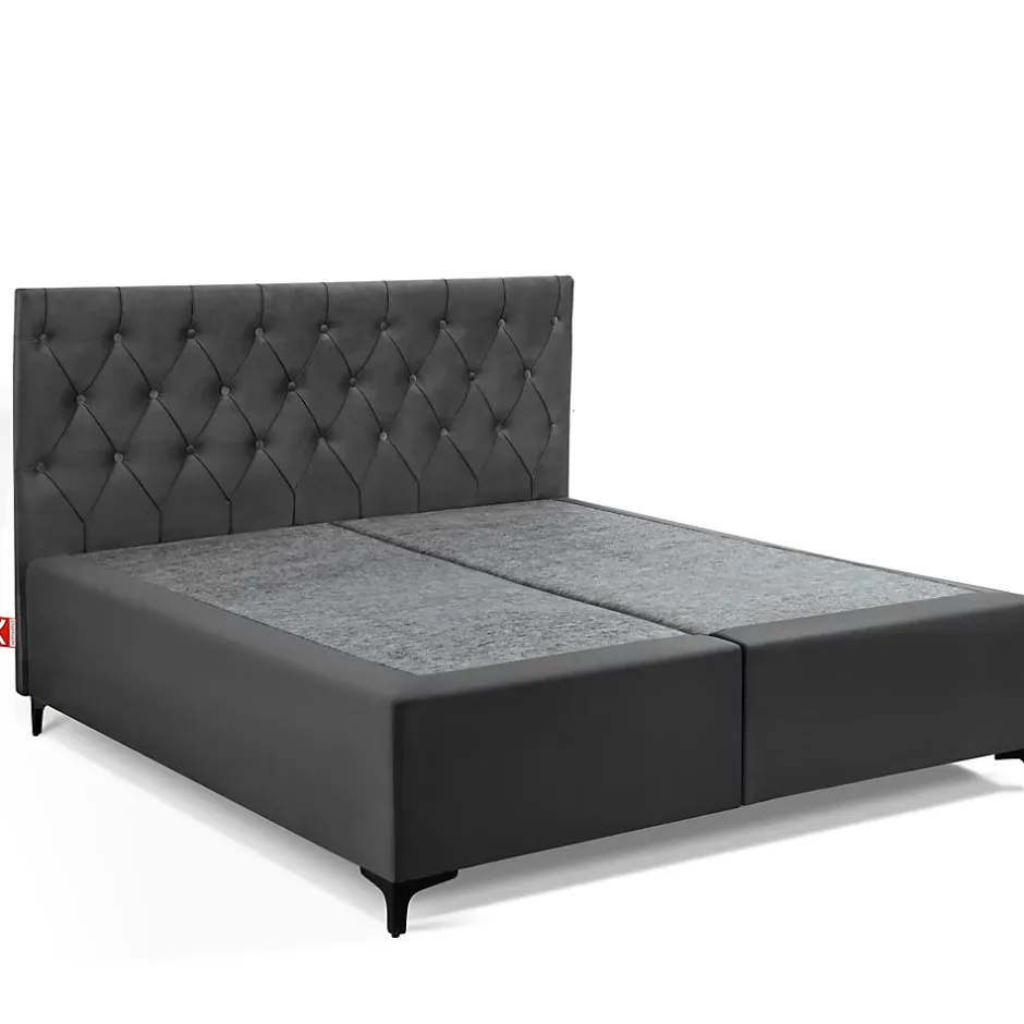 Konsimo Lit continental ARDEA 160x200 cm, tête de lit matelassée en velours, anthracite Best