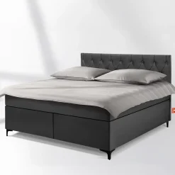Konsimo Lit continental ARDEA 160x200 cm, tête de lit matelassée en velours, anthracite Best