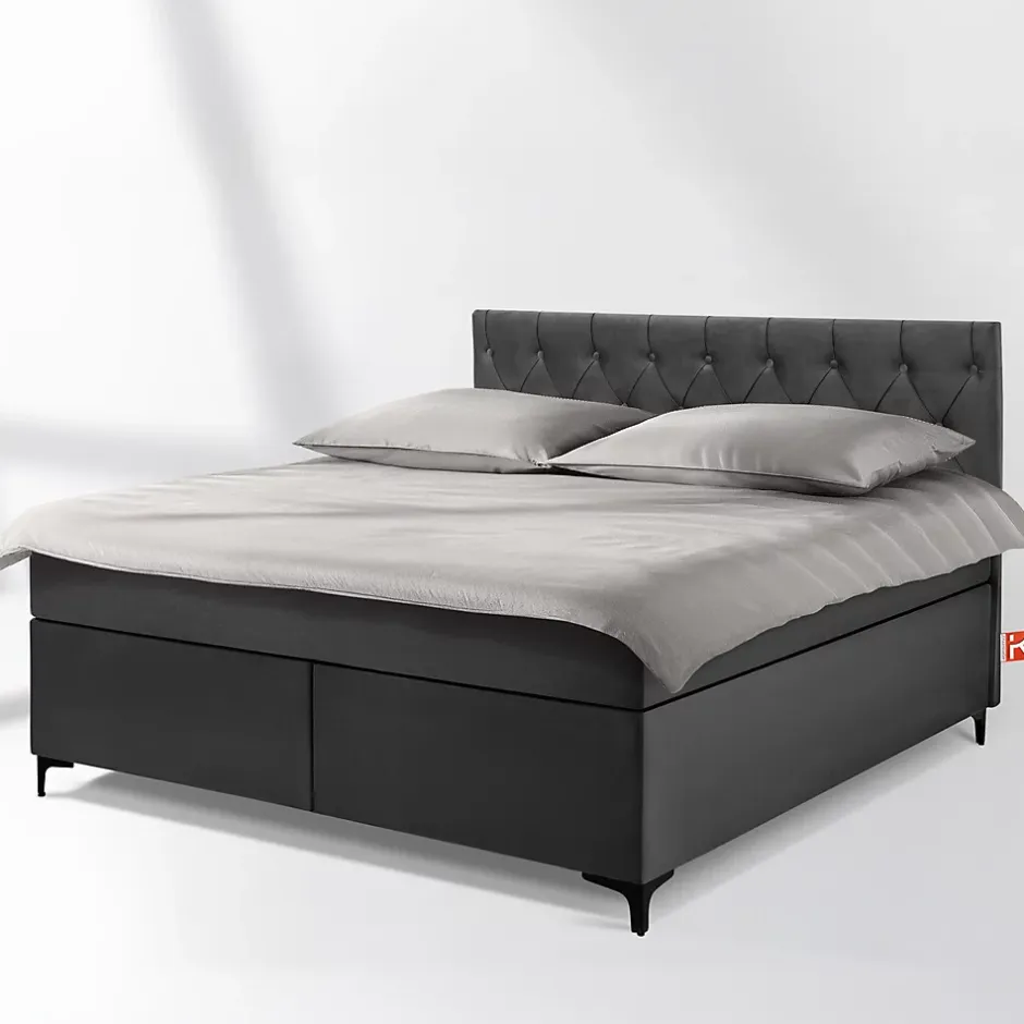 Konsimo Lit continental ARDEA 160x200 cm, tête de lit matelassée en velours, anthracite Best
