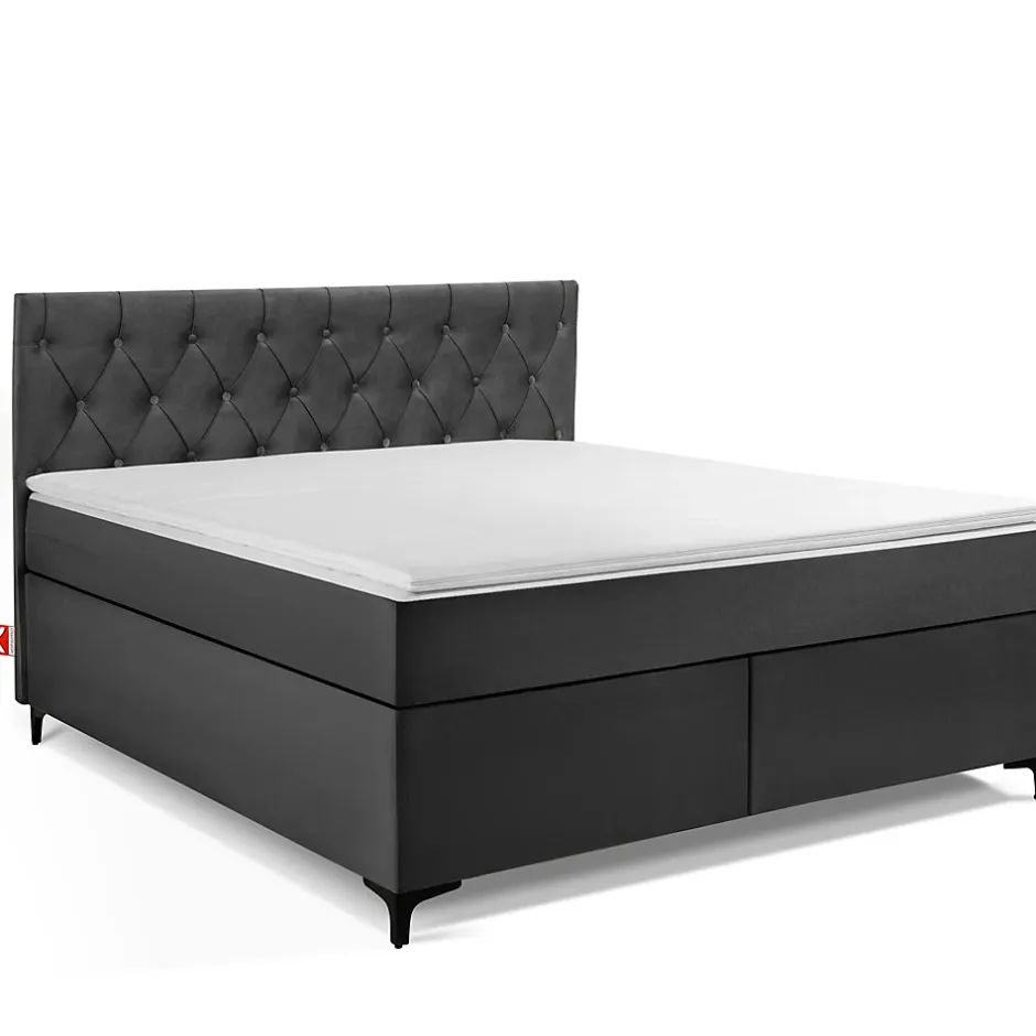 Konsimo Lit continental ARDEA 160x200 cm, tête de lit matelassée en velours, anthracite Best