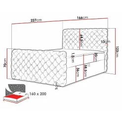 Mobilier1 Lit continental Baltimore 186, Double, Gris, Tissu, Disponible Hot