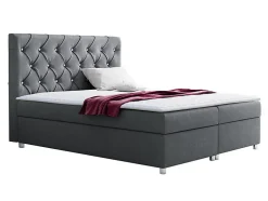 Mobilier1 Lit continental Baltimore 112, Double, Gris, Tissu, Disponible Clearance