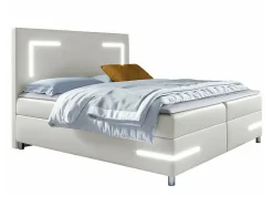 Mobilier1 Lit continental Baltimore 173, Double, Blanc, Faux cuir, Disponible