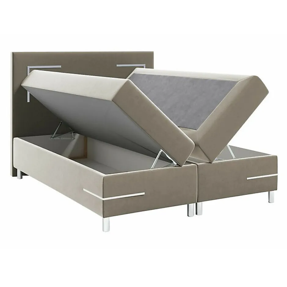 Mobilier1 Lit continental Baltimore 173, Double, Blanc, Faux cuir, Disponible