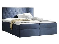 Mobilier1 Lit continental Baltimore 159, Double, Bleu, Tissu, Disponible Online