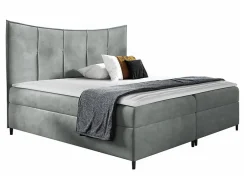 Mobilier1 Lit continental Baltimore 178, Double, Gris, Tissu, Disponible