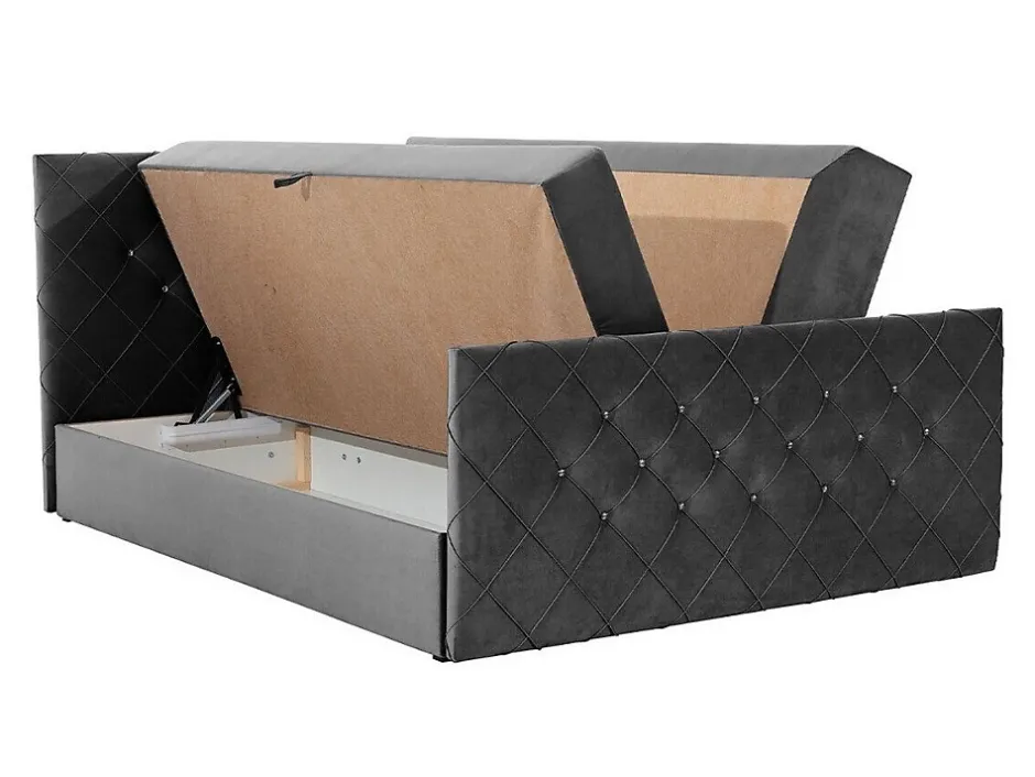Mobilier1 Lit continental Baltimore 158, Double, Brun clair, Tissu, Disponible Clearance