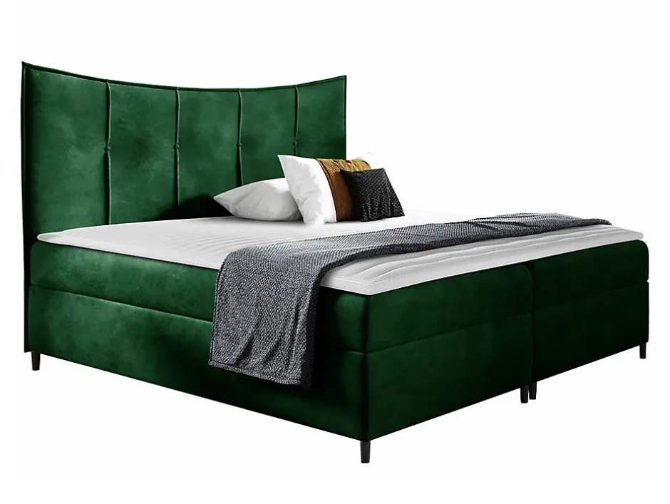 Mobilier1 Lit continental Baltimore 178, Unique, Vert, Tissu, Disponible Clearance