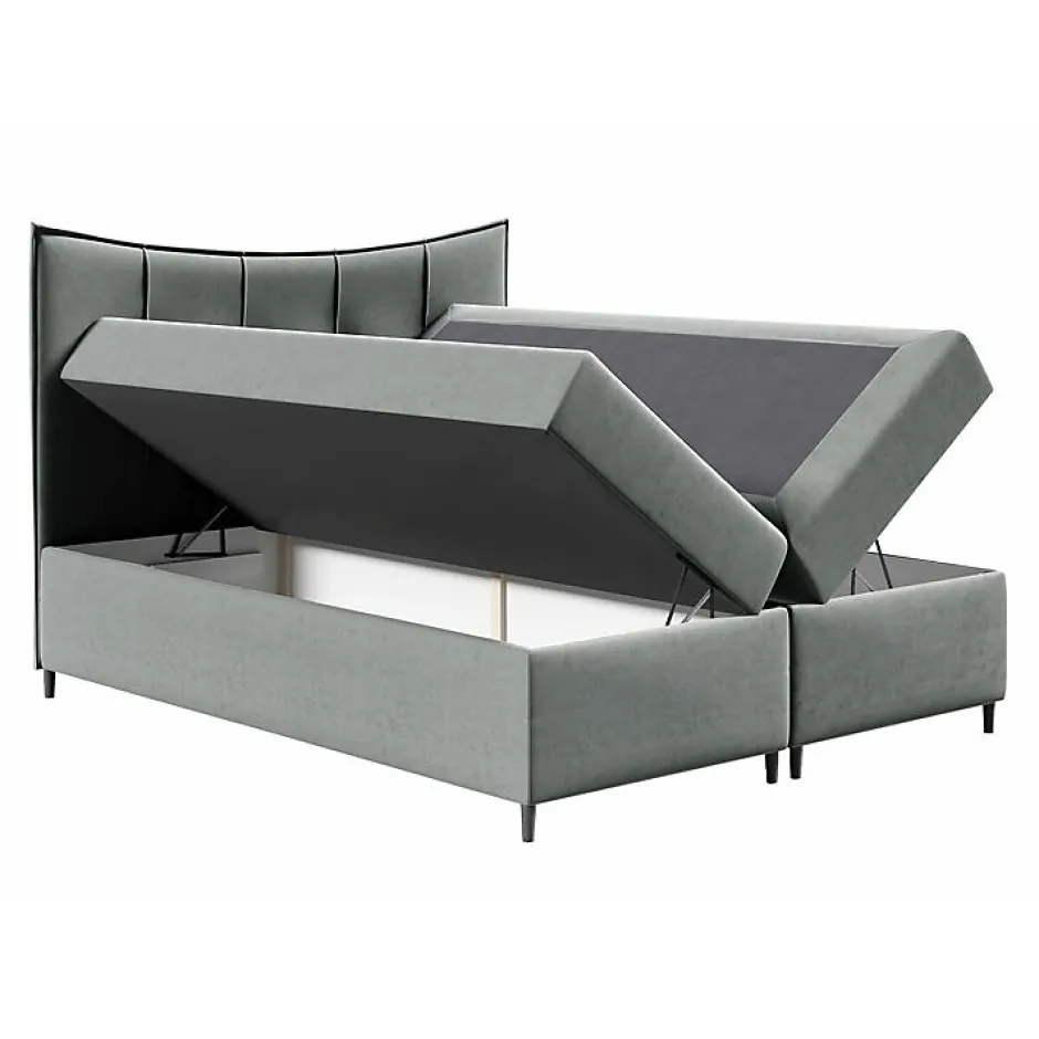 Mobilier1 Lit continental Baltimore 178, Unique, Vert, Tissu, Disponible Clearance