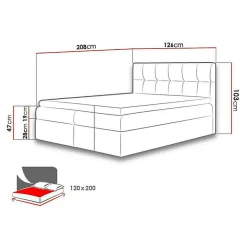 Mobilier1 Lit continental Baltimore 128, Unique, Gris, Faux cuir, Disponible Sale