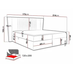 Mobilier1 Lit continental Baltimore 184, Unique, Vert, Tissu, Disponible