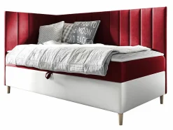 Mobilier1 Lit continental Baltimore 164, Unique, Rouge, Faux cuir, Disponible