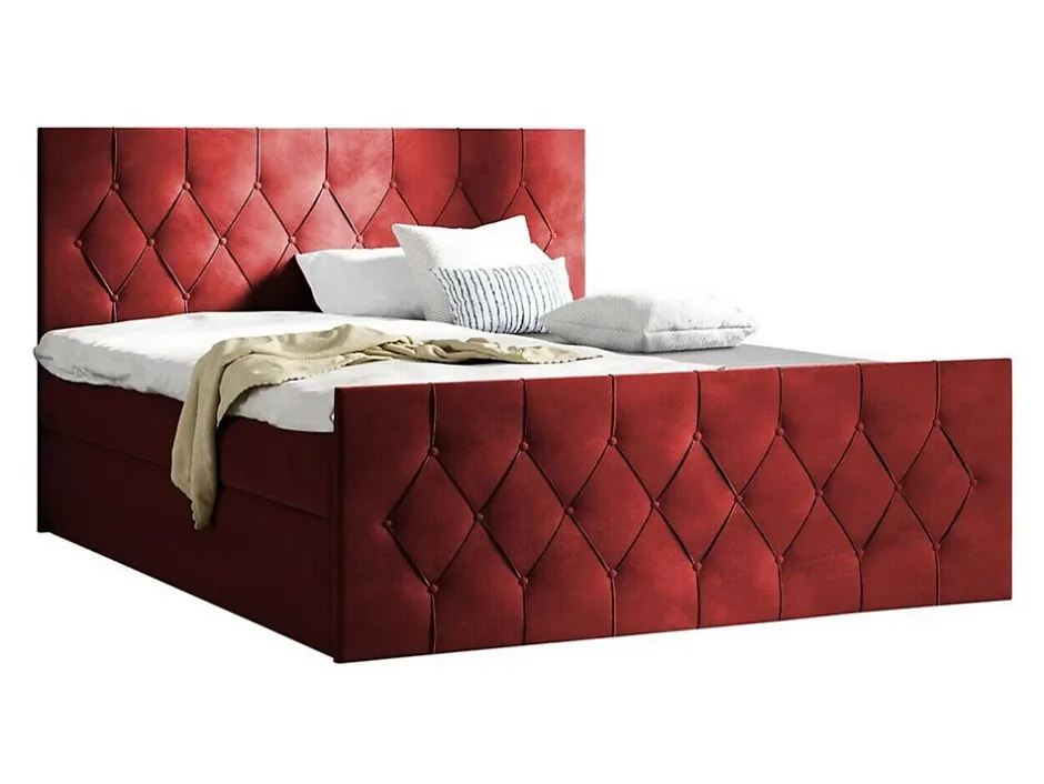 Mobilier1 Lit continental Baltimore 161, Unique, Rouge, Tissu, Disponible Sale