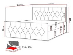 Mobilier1 Lit continental Baltimore 161, Unique, Rouge, Tissu, Disponible Sale