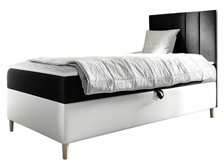 Mobilier1 Lit continental Baltimore 170, Unique, Gris, Faux cuir, Disponible