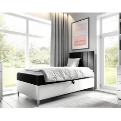 Mobilier1 Lit continental Baltimore 170, Unique, Gris, Faux cuir, Disponible