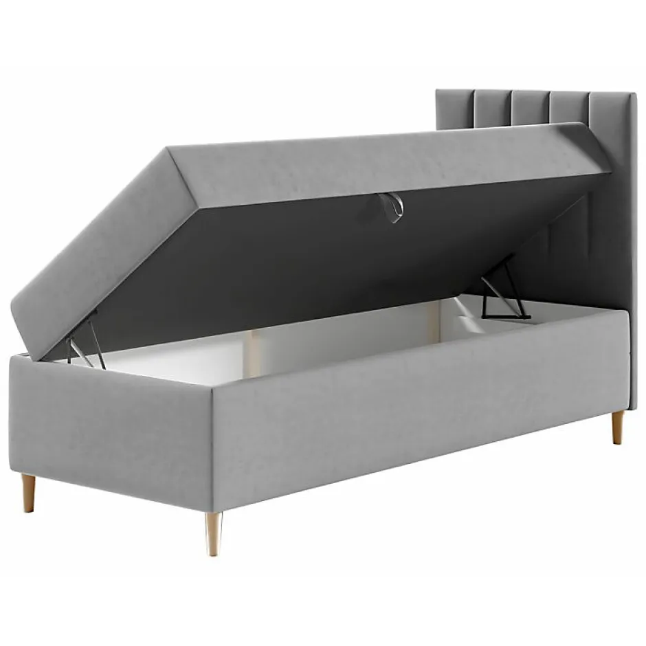 Mobilier1 Lit continental Baltimore 170, Unique, Gris, Faux cuir, Disponible