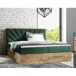 Mobilier1 Lit continental Baltimore 191, Double, Vert, Tissu, Disponible