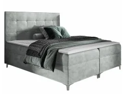 Mobilier1 Lit continental Baltimore 185, Unique, Gris, Tissu, Disponible