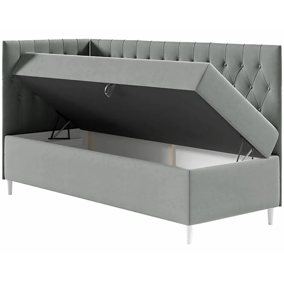 Mobilier1 Lit continental Baltimore 167, Unique, Gris, Faux cuir, Disponible Discount