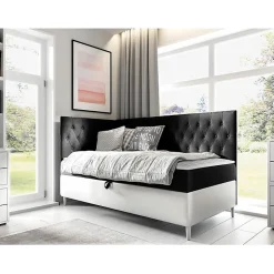 Mobilier1 Lit continental Baltimore 167, Unique, Gris, Faux cuir, Disponible Discount