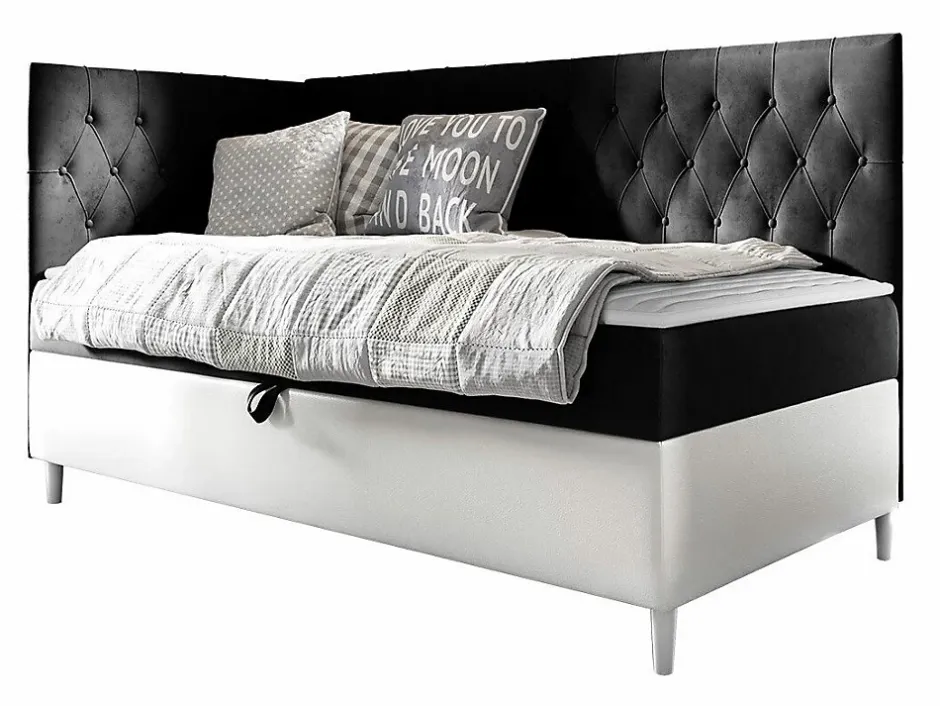 Mobilier1 Lit continental Baltimore 167, Unique, Gris, Faux cuir, Disponible Discount
